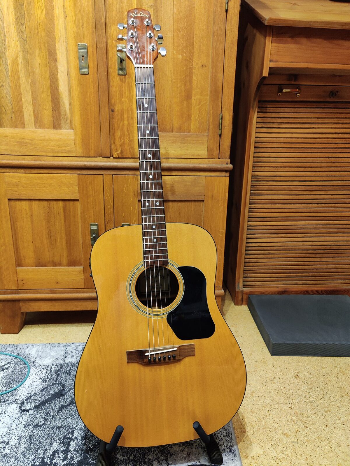 Guitarra acústica con funda